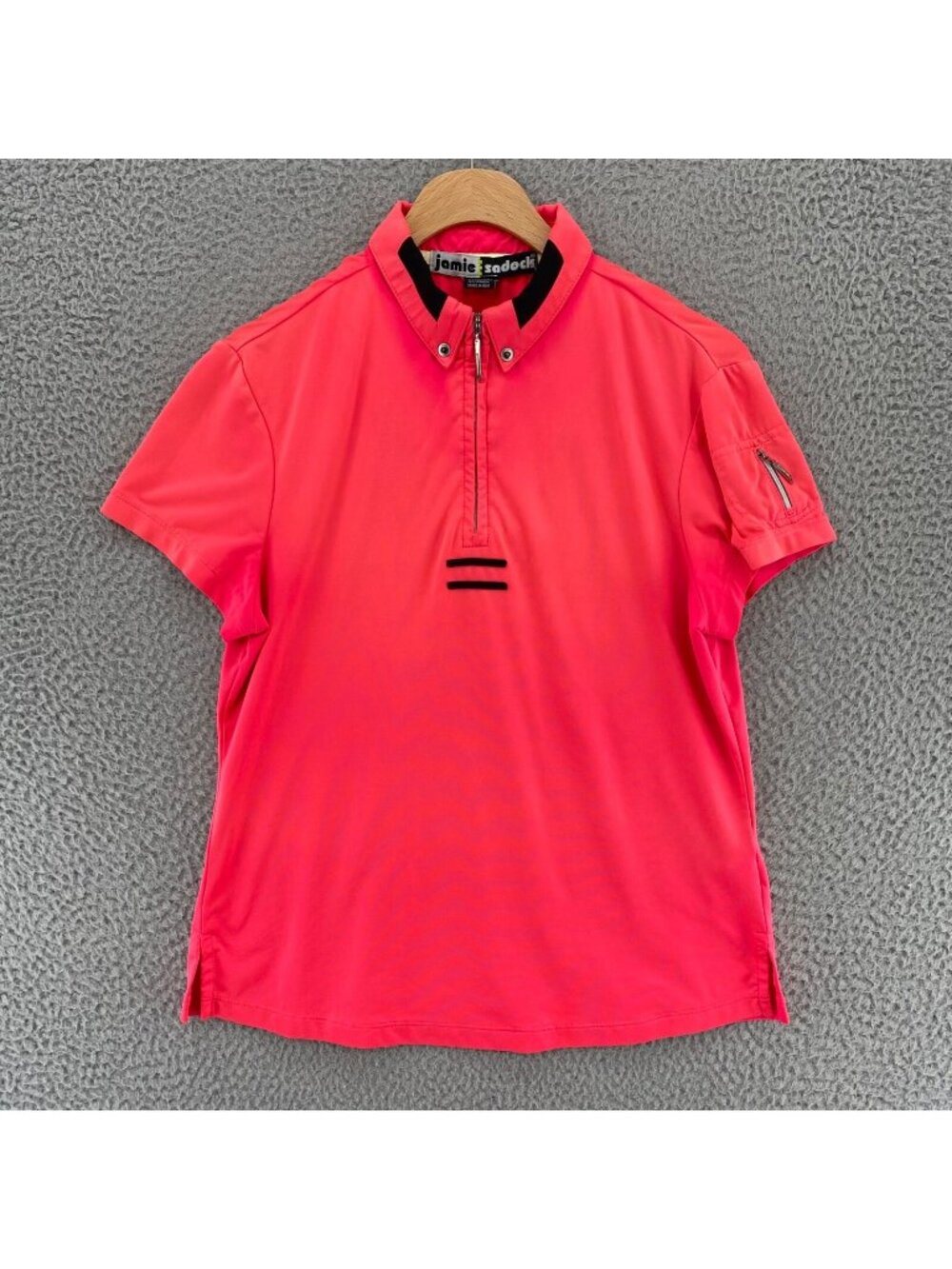 Jamie Sadock Top Womens Small Pink Golf 1/4 Zip Polo Short Sleeves Stretch Knit